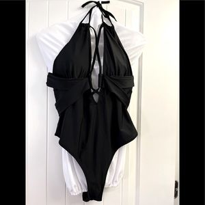 Cris-cross halter swimsuit